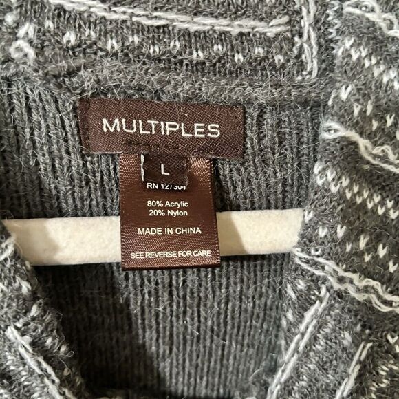 Multiples Tunic Sweater Large Multicolor Boho Chunky Off The Shoulder Pullover - Picture 6 of 7